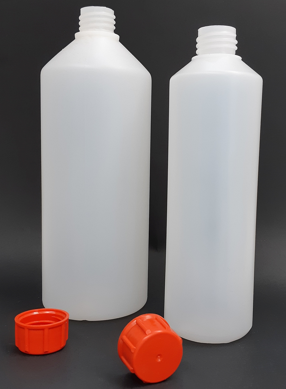 Plastic bottle in HDPE solventresistant with lid