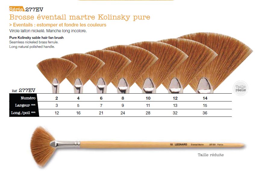 LEONARD Pure Kolinsky sable hair fan brush 277 EV